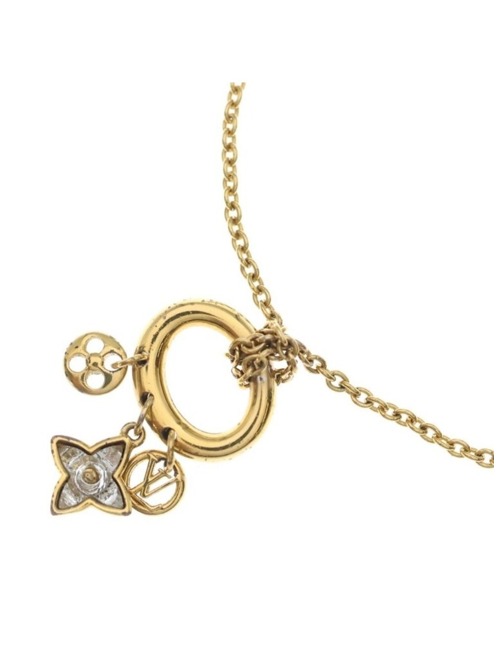Louis Vuitton Monogram Flower Collier My Blooming Strass Necklace Gold Metal